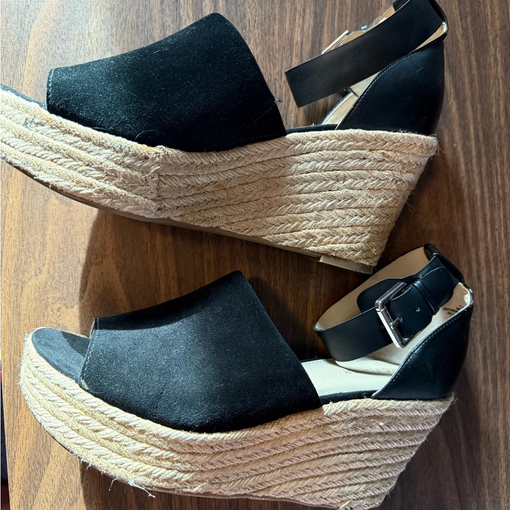 Black Wedge Sandals